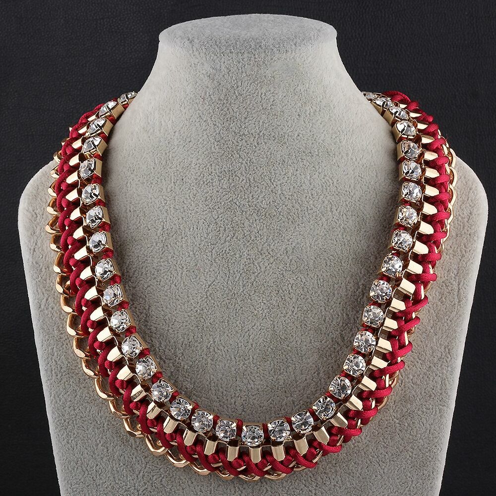 Women Elegant Chain Choker Bib CZ Crystal Charm Statement Fashion Necklace #DN73