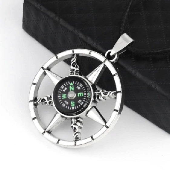 large REAL COMPASS NAUTICAL pendant 20″ 925 Sterling Silver Necklace men women