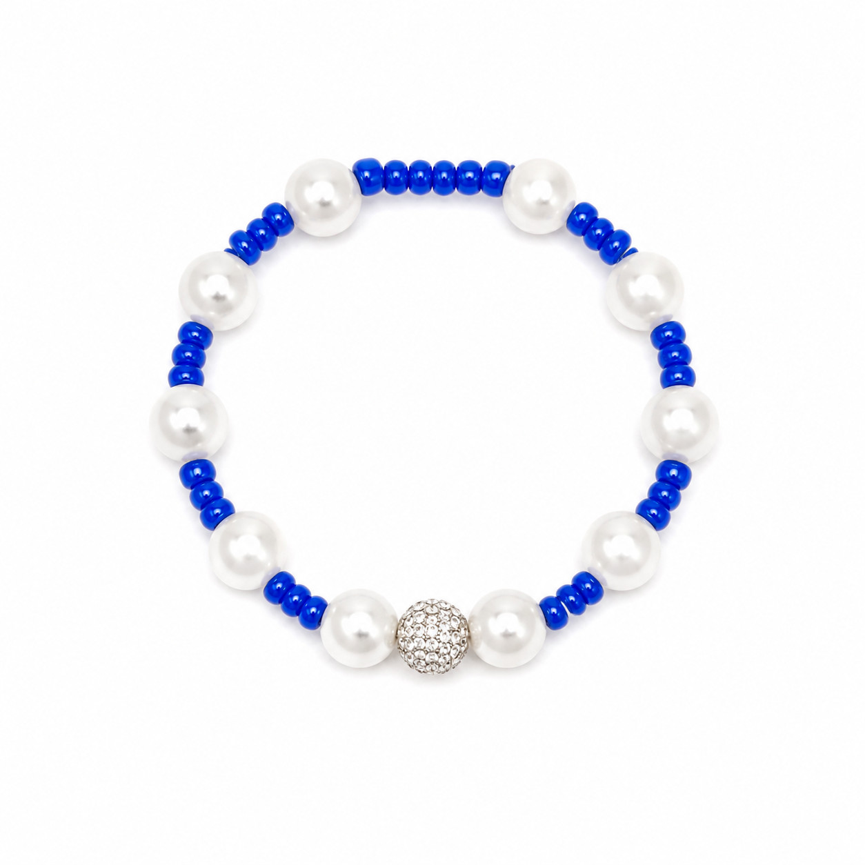 Handmade Stars & Stripes Glass Pearl Stretch Bracelet – Beaded Bracelet