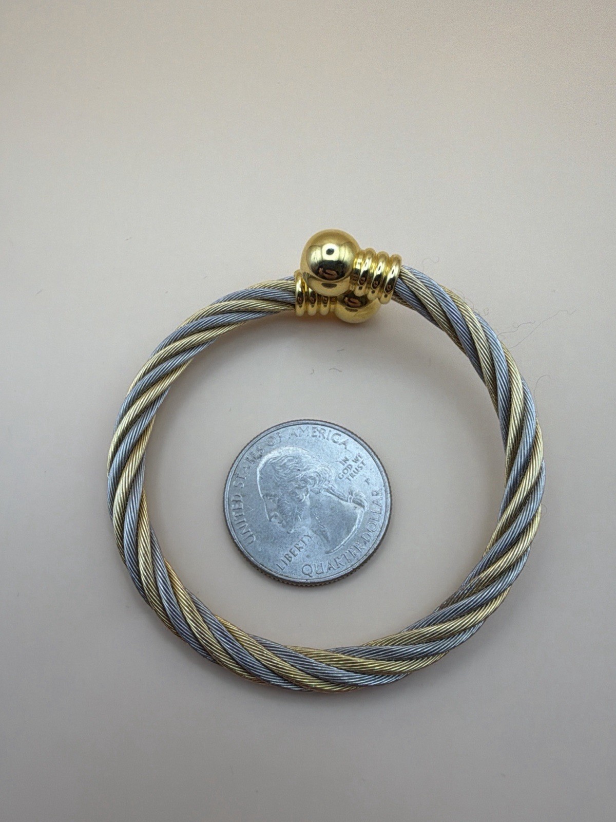 C – Twisted Cable Bangle Bracelet Gold & Silver Tone Slip-On