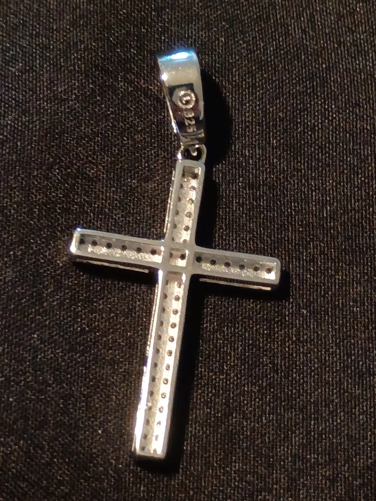 925 Sterling Silver Religious Cross Pendant w/ zirconia