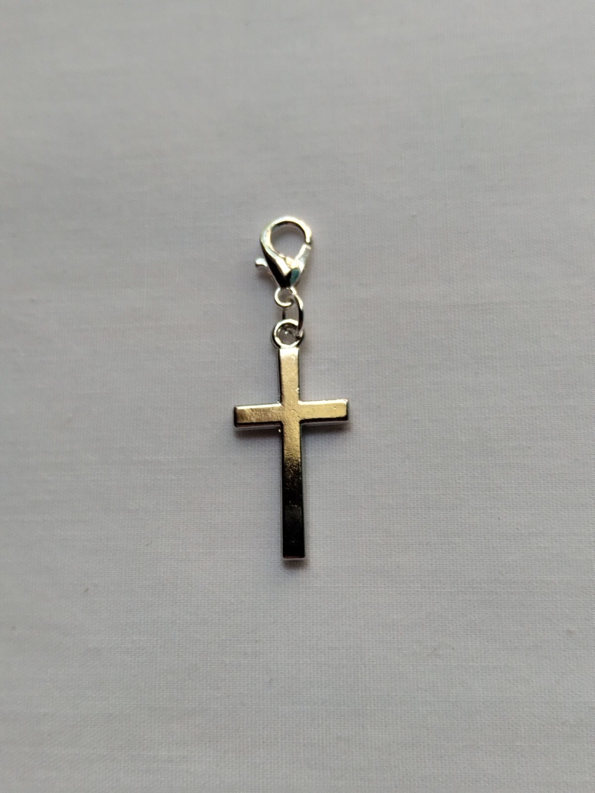 Clip on Cross Dangle Charm for Necklace Book Bag Zipper Pull Key Ring Chain Fob