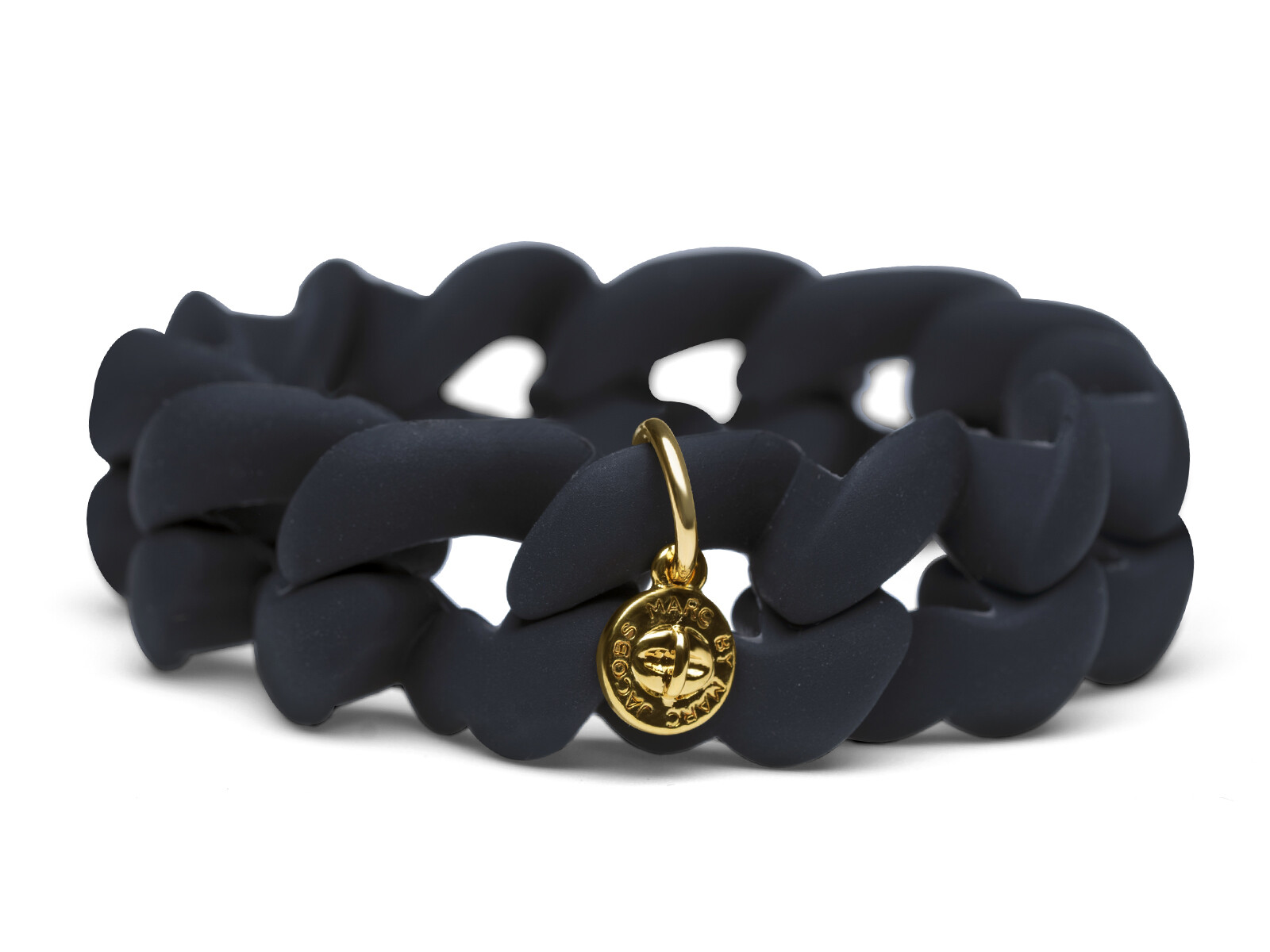 Marc By Marc Jacobs Black Turnlock Rubber Stretch Bracelet