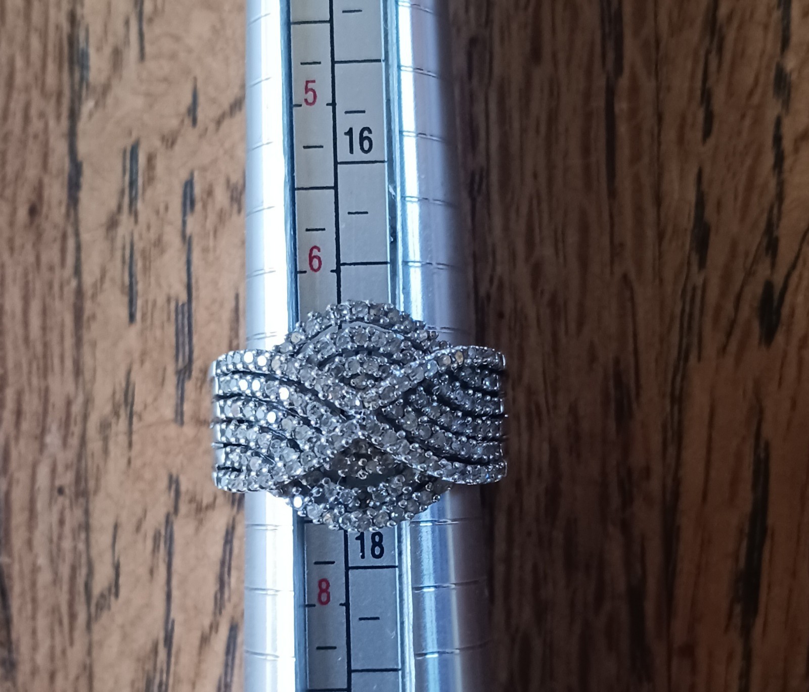 VINTAGE 925 SILVER REAL DIAMONDS CLUSTER RING SIZE 7 – 5.4 GRAMS