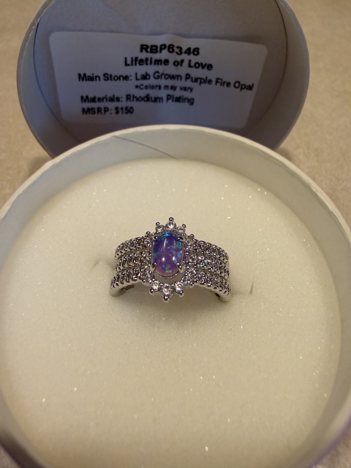 Bomb Party Ring Size 6 Lymphoma Cancer Awareness Purple Fire Opal