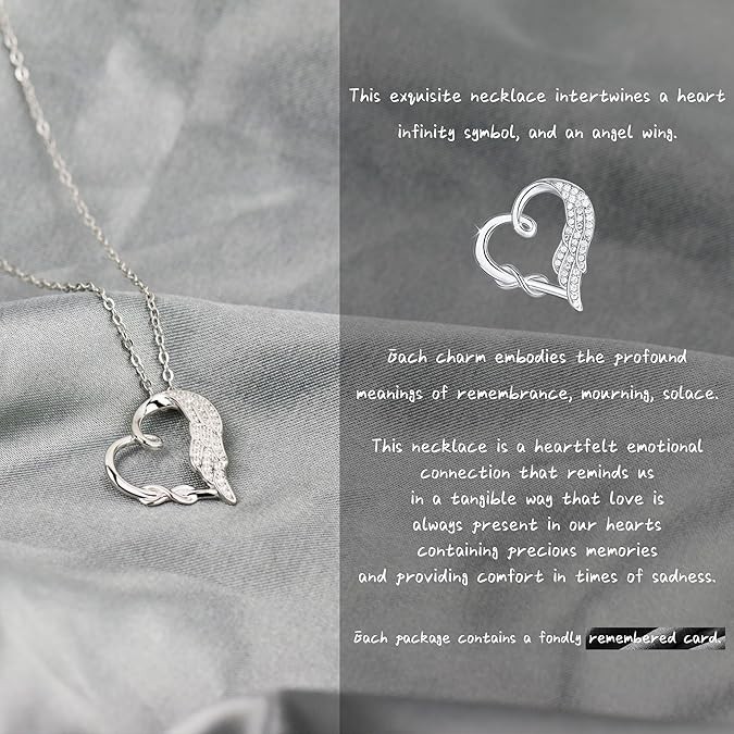 Sterling Silver Angel Wing Memorial Necklace for loss of Mother – Sympathy