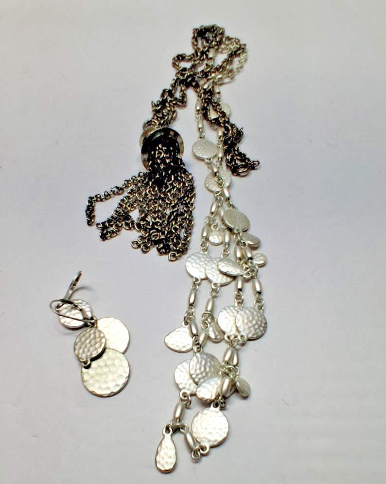 Lot of 4 a Premier Designs 3 pc Set with Earrings & Silver Tone Tassel Necklace