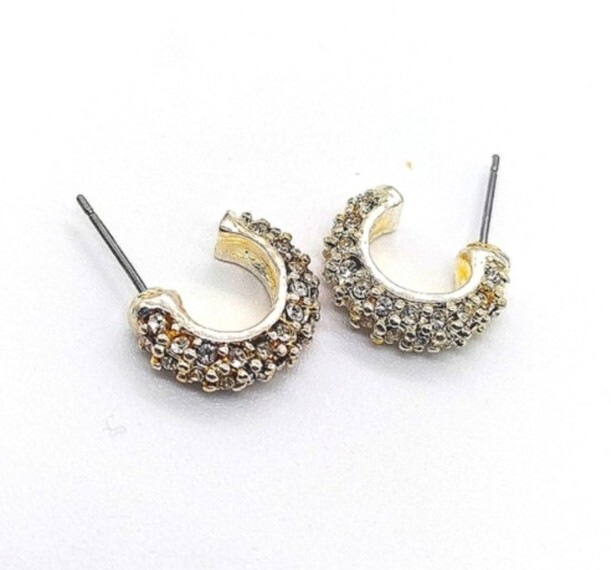 Palladium Plated Made with Swarovski Crystals 3/4″ Mini Hoop Earrings