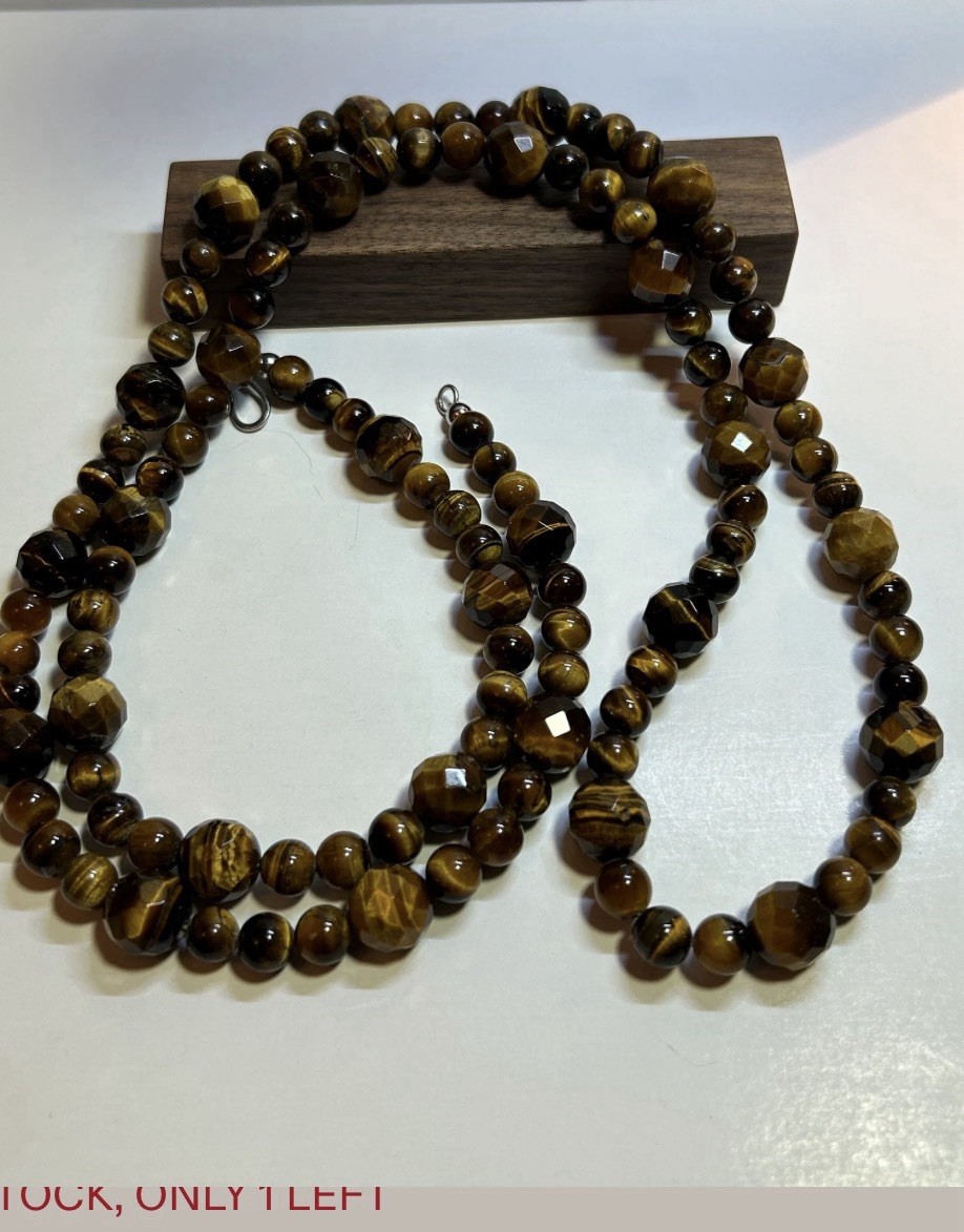 Jay King Tigers Eye Brown Stone Beaded 35 In Necklace Faceted Beads Hook Closure