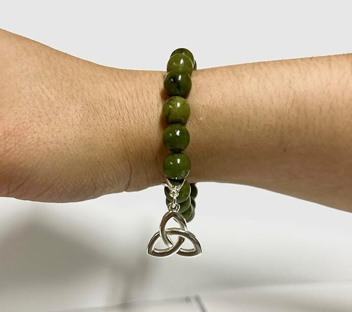 Connemara Marble Celtic Charm Bracelet with Trinity Knot Charm