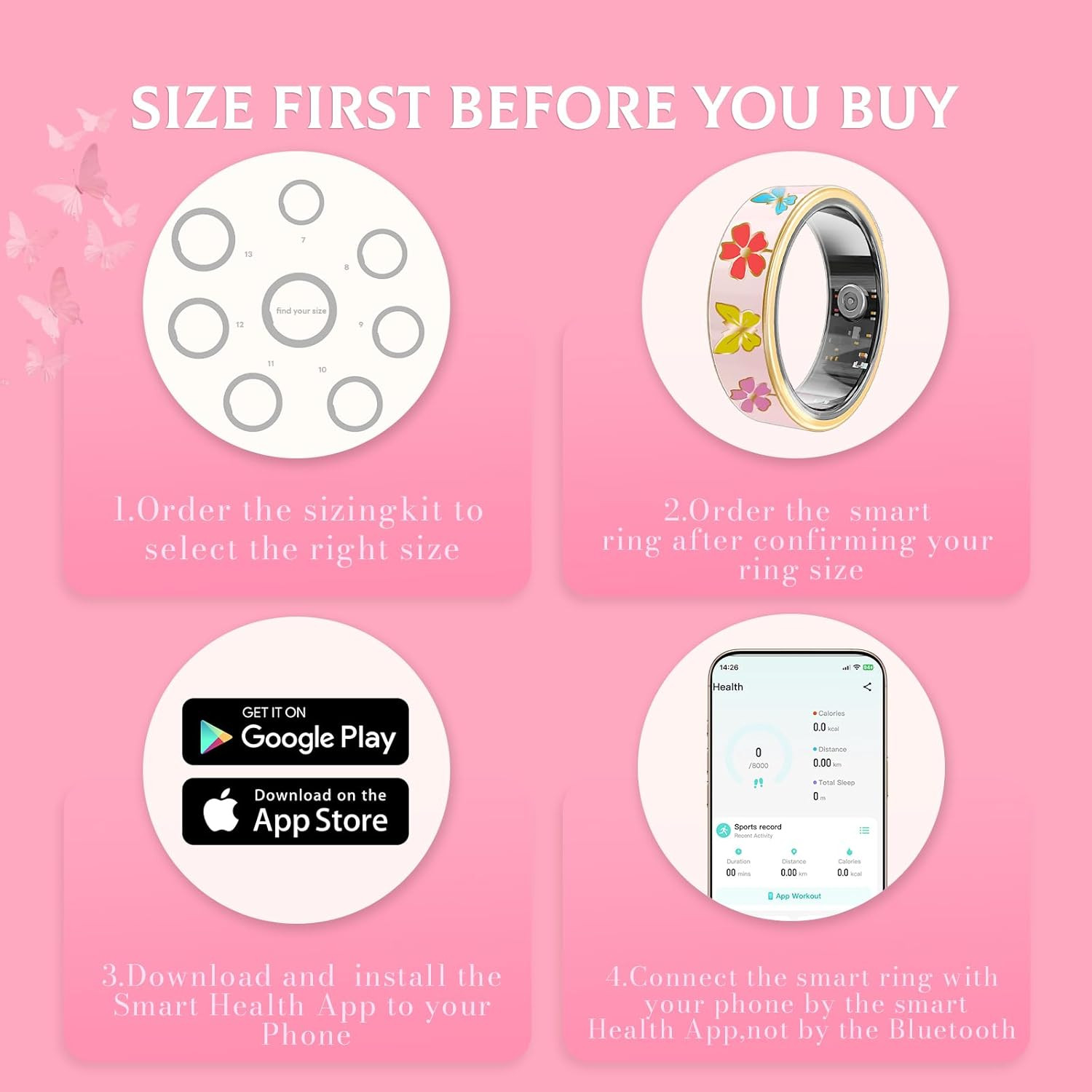 Elegant Smart Ring for Women & Men, Fitness & Health Tracker with 24/7 Heart Rat