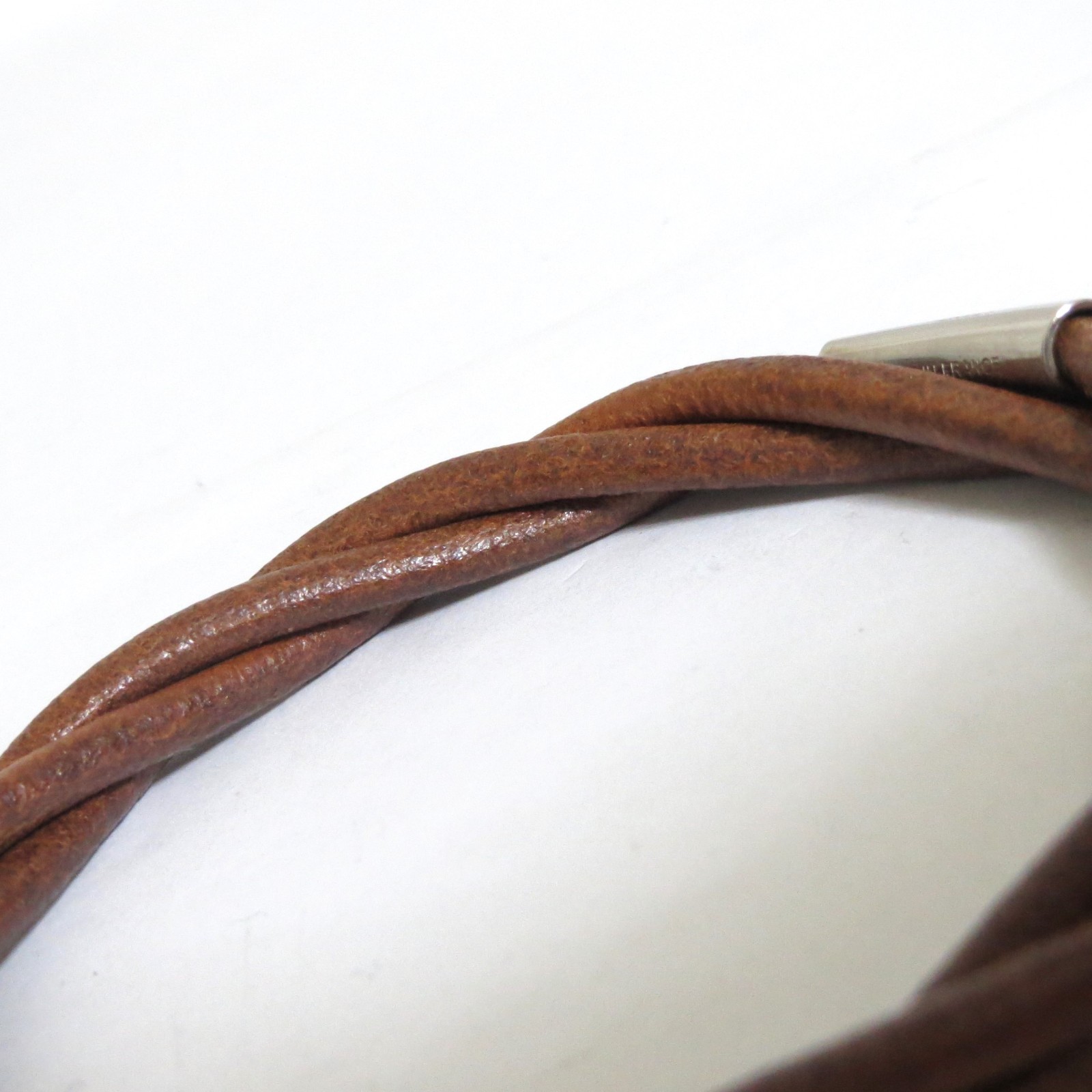 Authentic HERMES Tornado Bangle Bracelet Brown Leather 17.3cm/6.8″ in Box