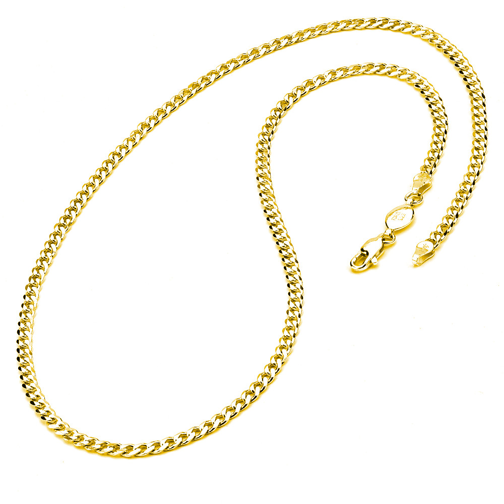 14K Gold over Sterling Silver Italian Curb Chain 4MM 16″ 18″ 20″ 22″ 24″ 30″