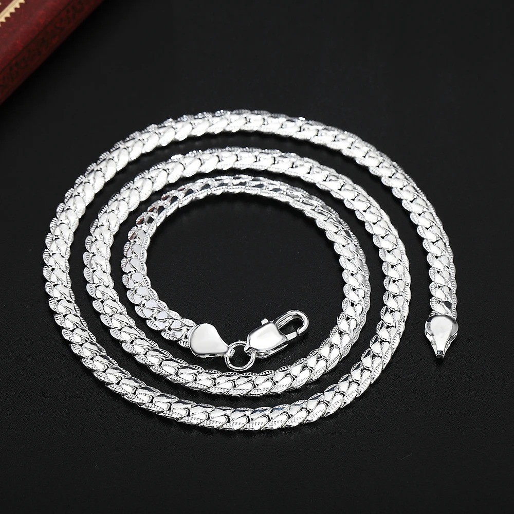 925 Sterling Solid Silver Chain Necklace Jewelry for Women Men Fashion Gift