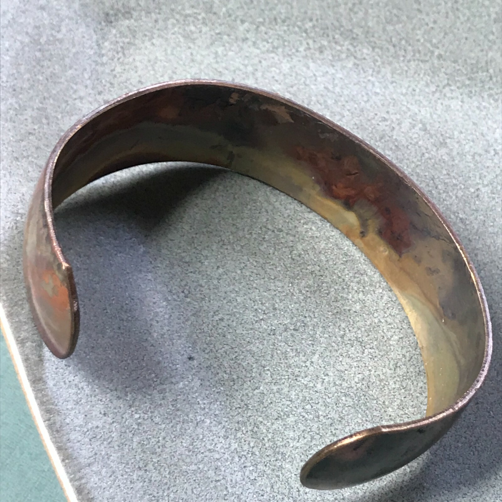 Estate Very Pretty Solid Copper Swirly Cuff Bangle Bracelet – 2.25 inches in dia