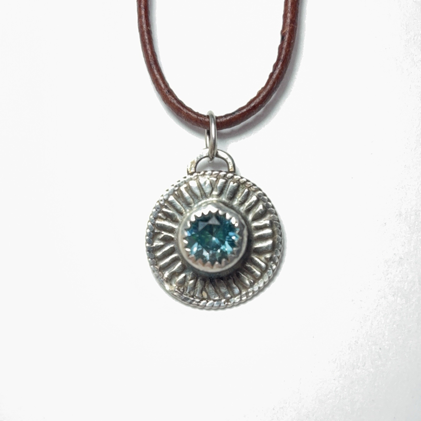 9.7 Ct Tw Sterling Silver Natural 1.3 Ct Natural Blue Zircon Gemstone Pendant