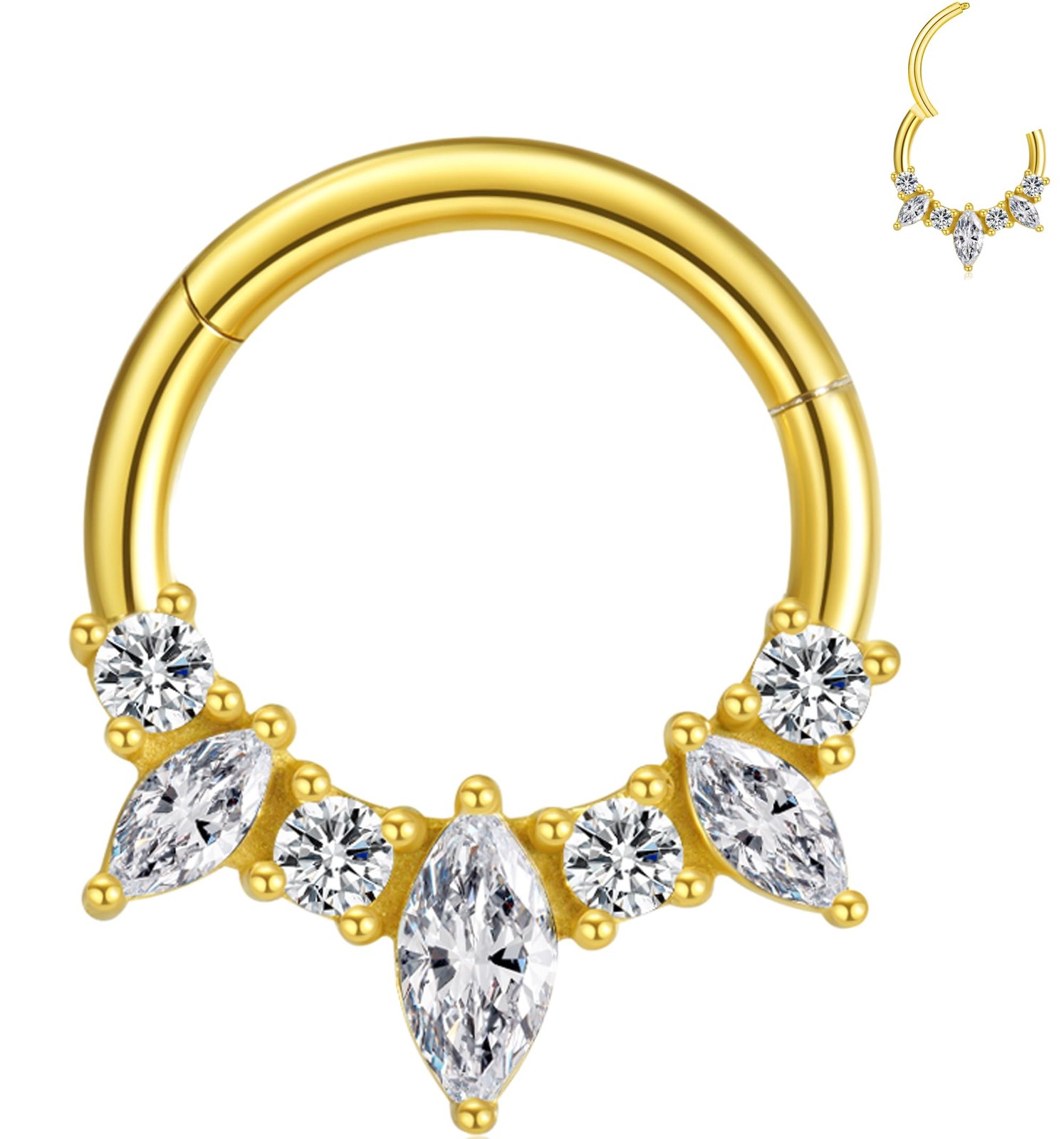 TRBR 16G Septum Ring Surgical Steel Daith Earring, 16G-10mm, Gold