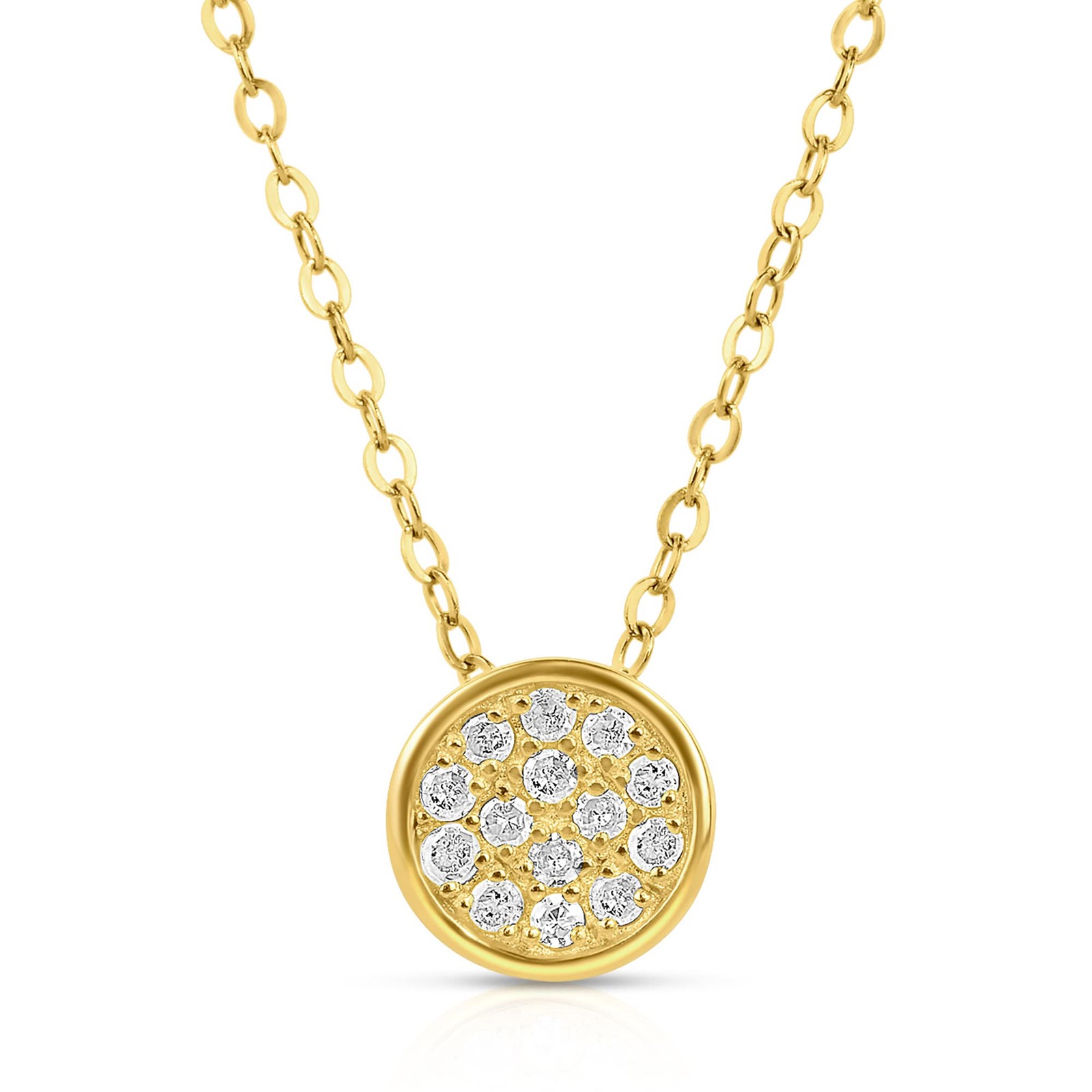 10K Yellow Gold Round Solitaire Diamond Necklace With 18″ Slip Through Chain