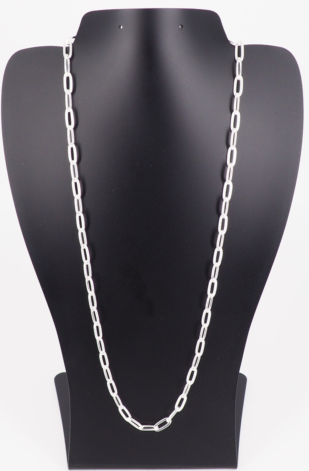 Solid 925 Sterling Silver 6mm Paperclip Chain Necklace – 24″ Made In Italy