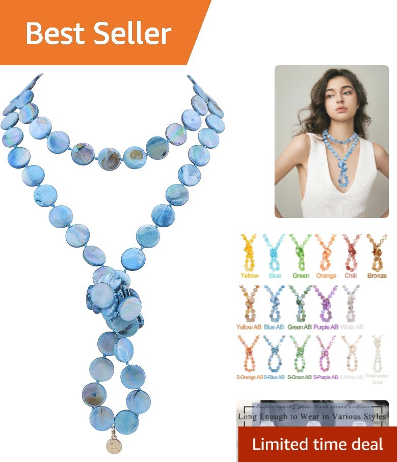 Handcrafted Mother of Pearl Bead Necklace – Versatile 60-Inch Fashion Accessory