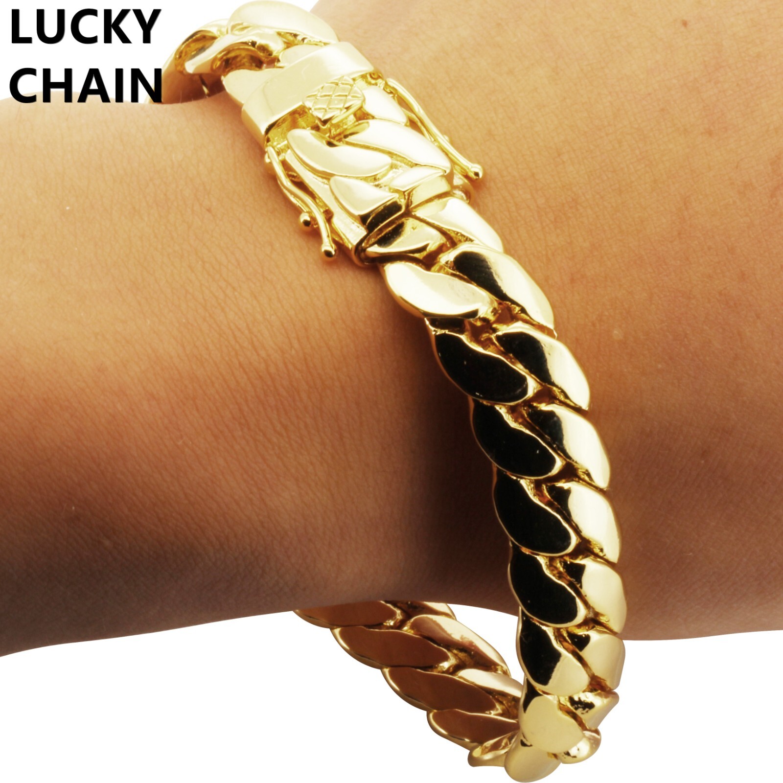 8.5”-30”14K GOLD FINISH MIAMI CUBAN LINK CHAIN OR BRACELET 12MM 51g-180g