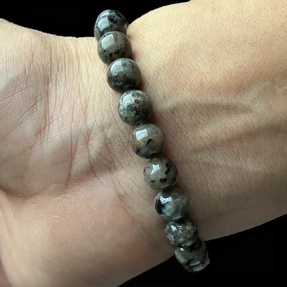 Natural Yooperlite Stretch Bracelet UV Reactive Flamme Gemstone 8mm Round Beads