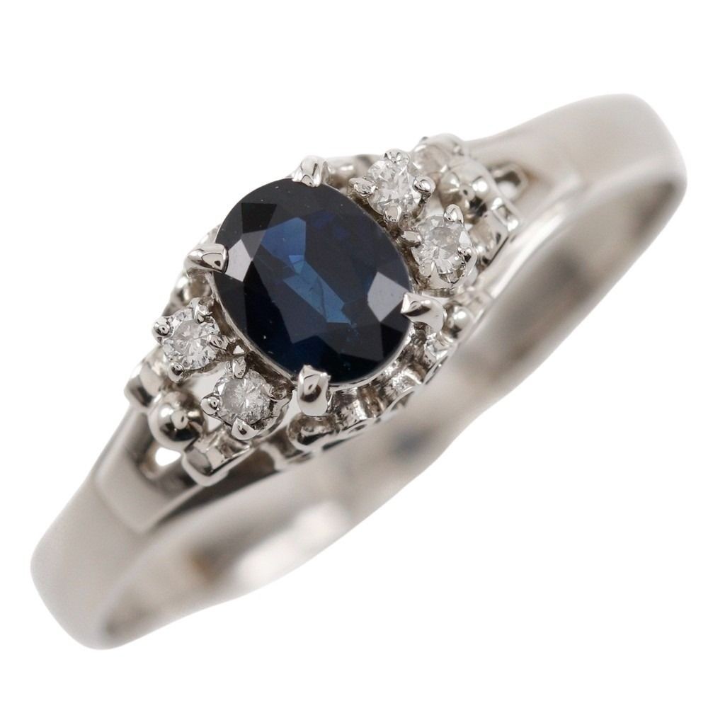 Ring Pt900Platinum/sapphire/diamond #8.0(US Size) 3.4g Women