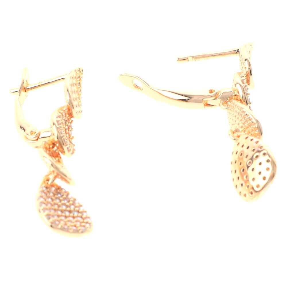 Gold Tone Gold Plated Metal English Lock Drop Earrings XPE2405-GLD