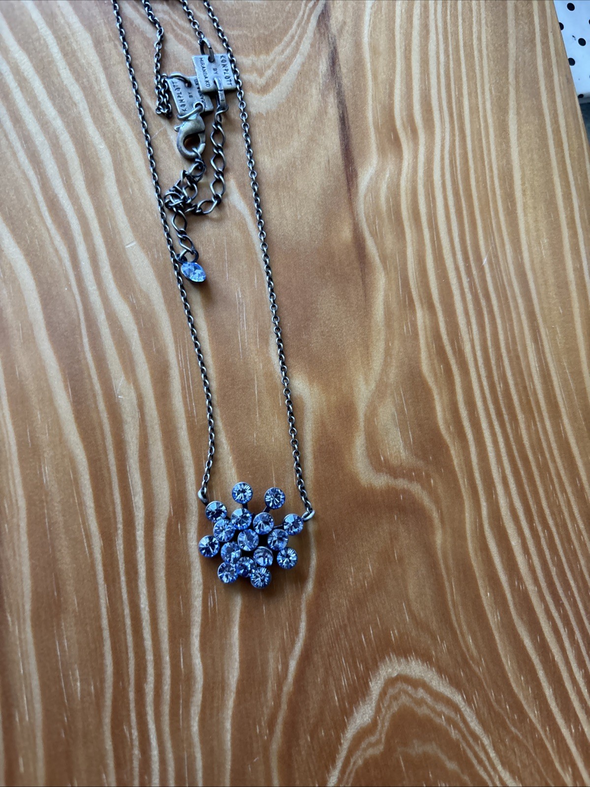 Snowflake Necklace Konplatt by Miranda Jo Pale Ice Blue Faceted Crystal Ethereal