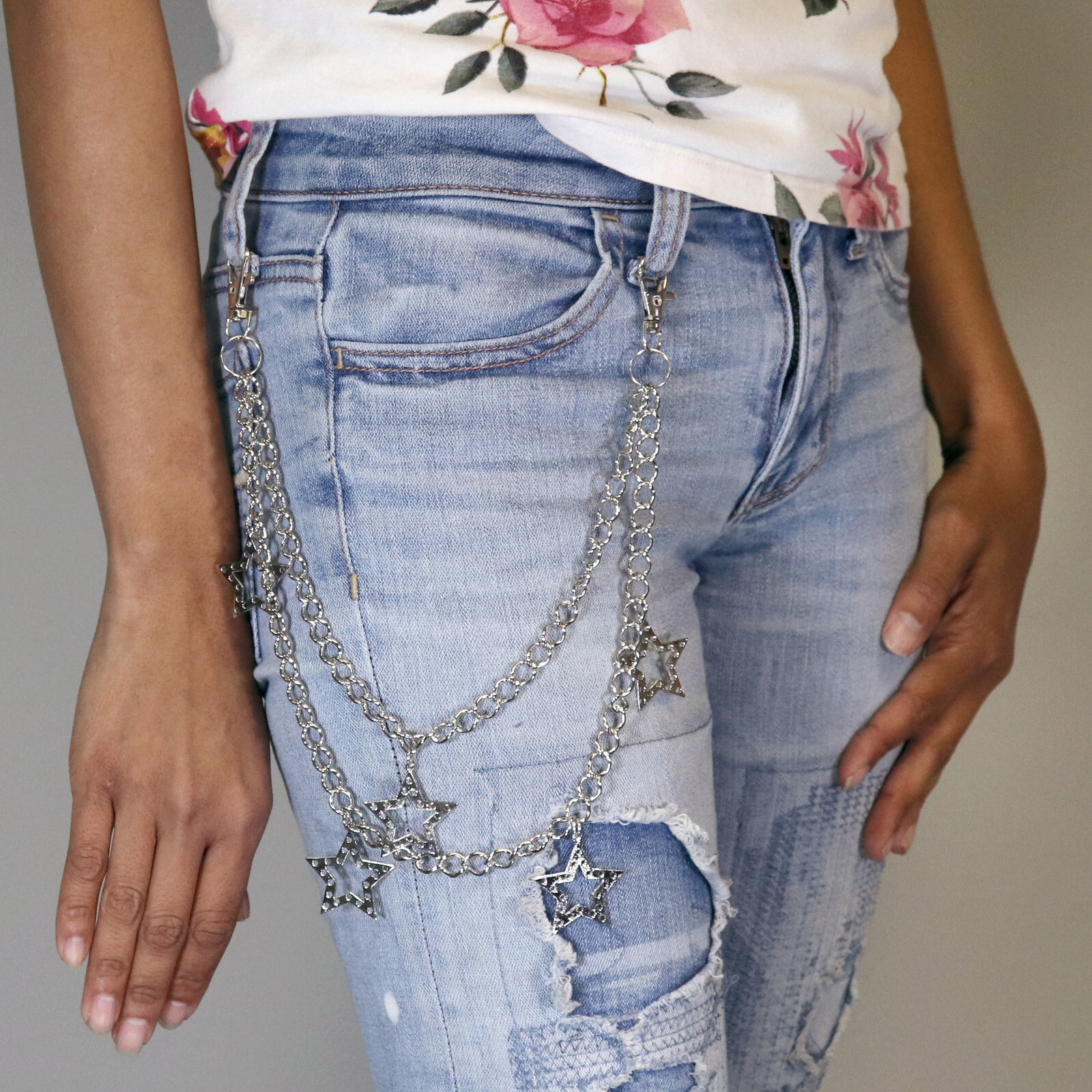 Jean Chains with Stars Hip Hop Punk Rock Heavy Duty Steel Chain JC-997