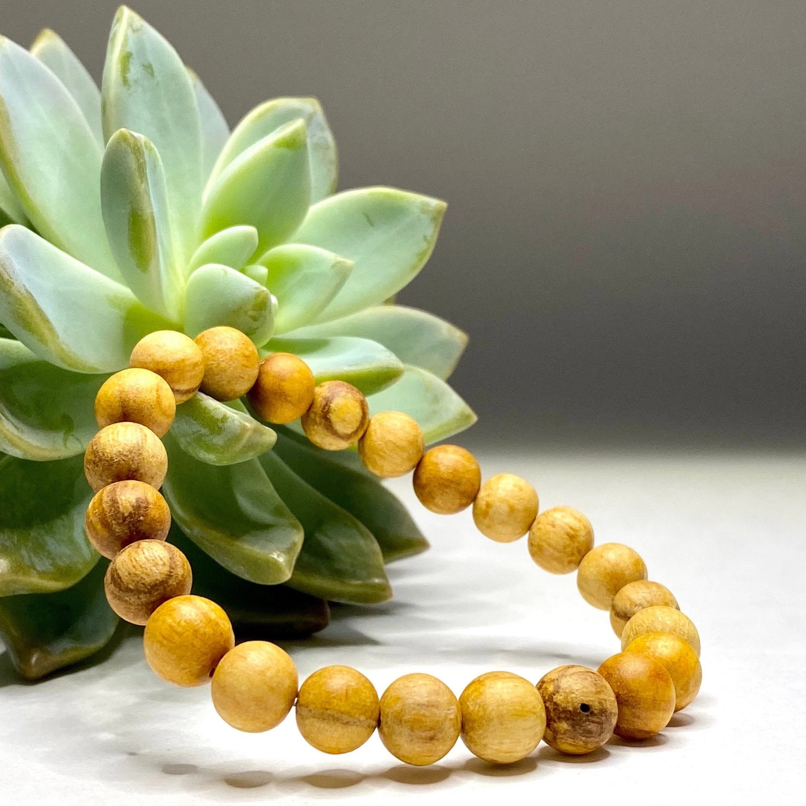 Palo Santo Beaded Bracelet, Handmade Wood Bead Bracelet