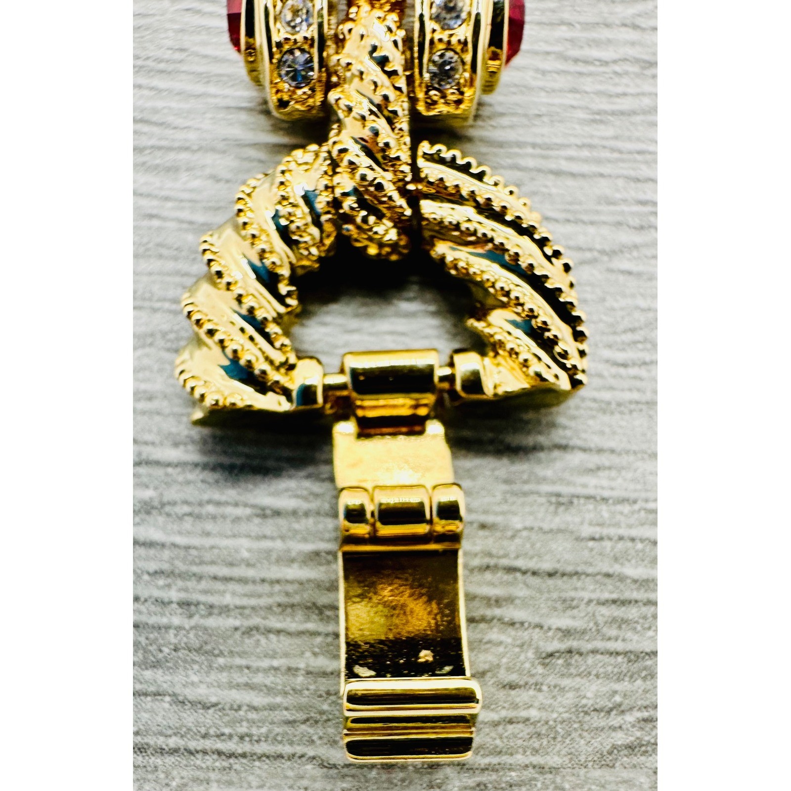 JBK Camrose & Kross Jacqueline Kennedy Ruby Red Crystal Gold Tone Link Bracelet