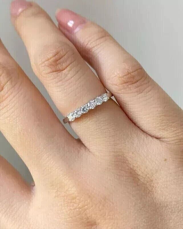 2Ct Round Cut Simulated Diamond Women’s Promise Band Ring 14k White Gold Plated