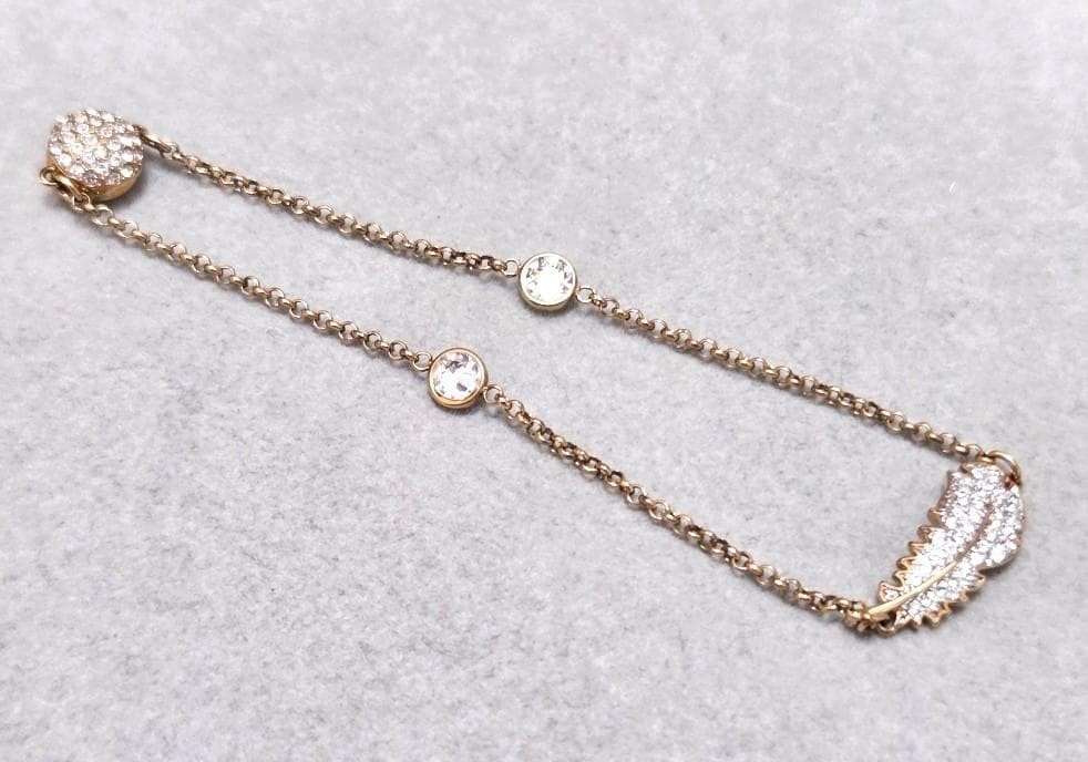 Swarovski Feather Bracelet with Box, Used, 19.5cm