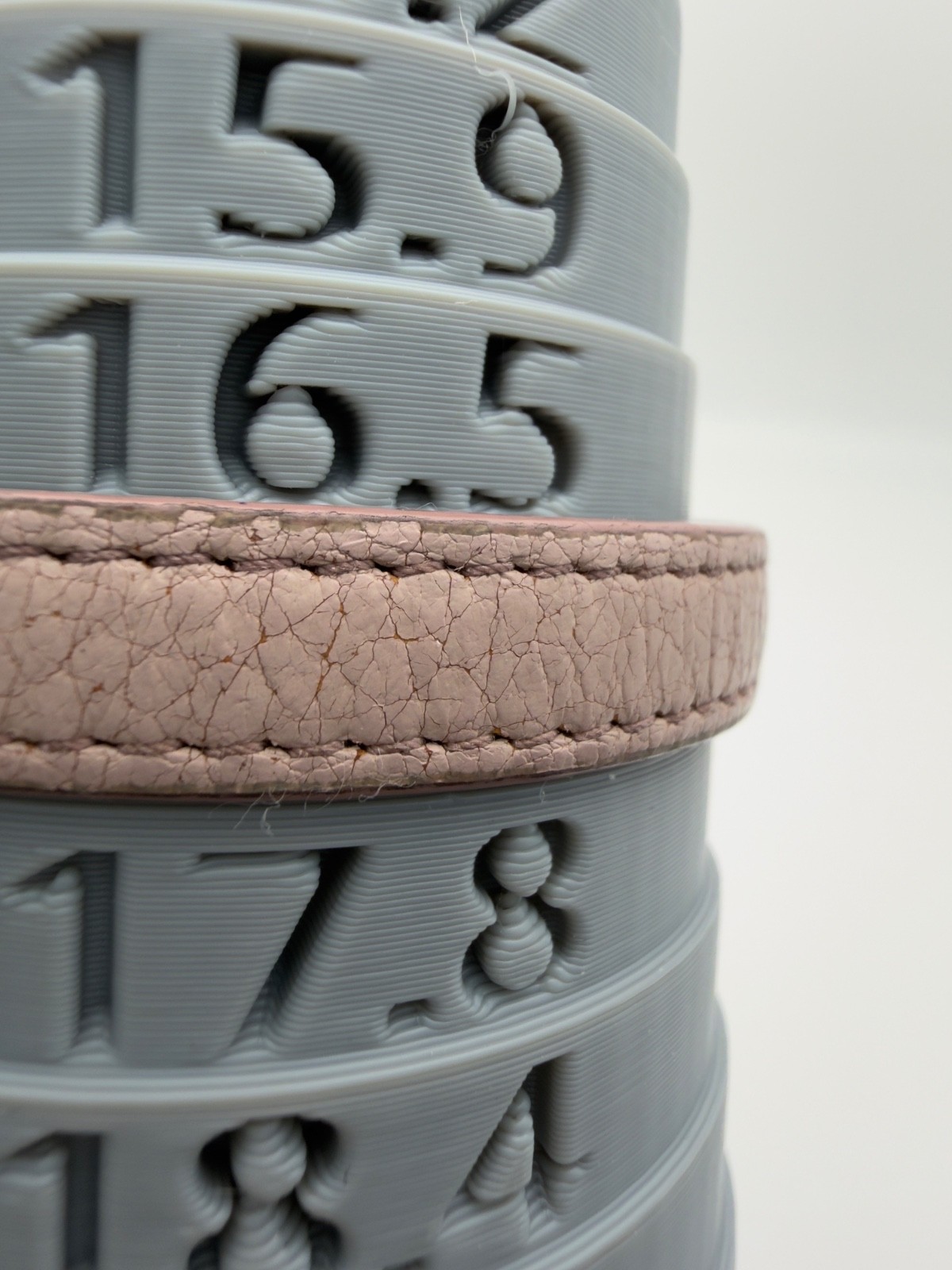 Authentic Miu Miu Pink Beige Leather Bracelet Crystal Charm Gold Tone Hardware
