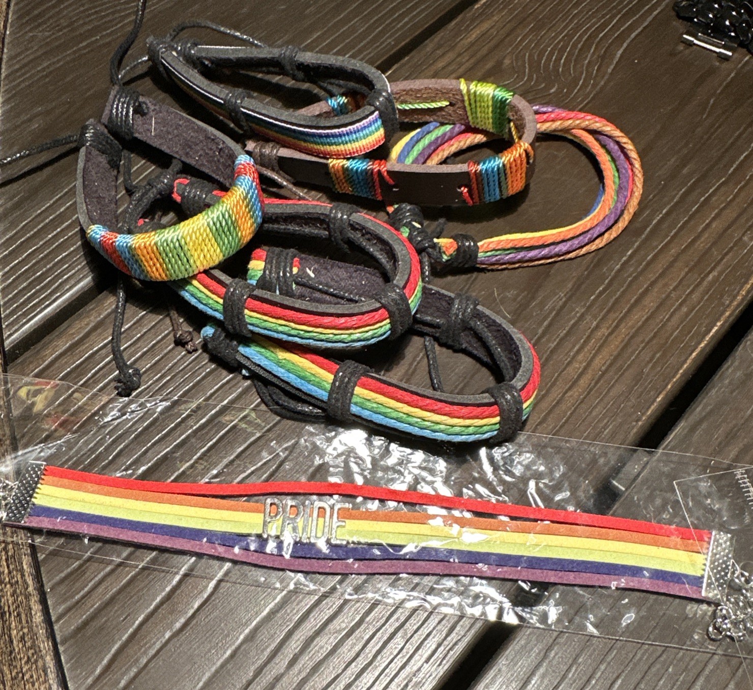 7 Pc Rainbow LGBT Lesbian Gay Pride Friendship Briaded Rope Adjustable Bracelets
