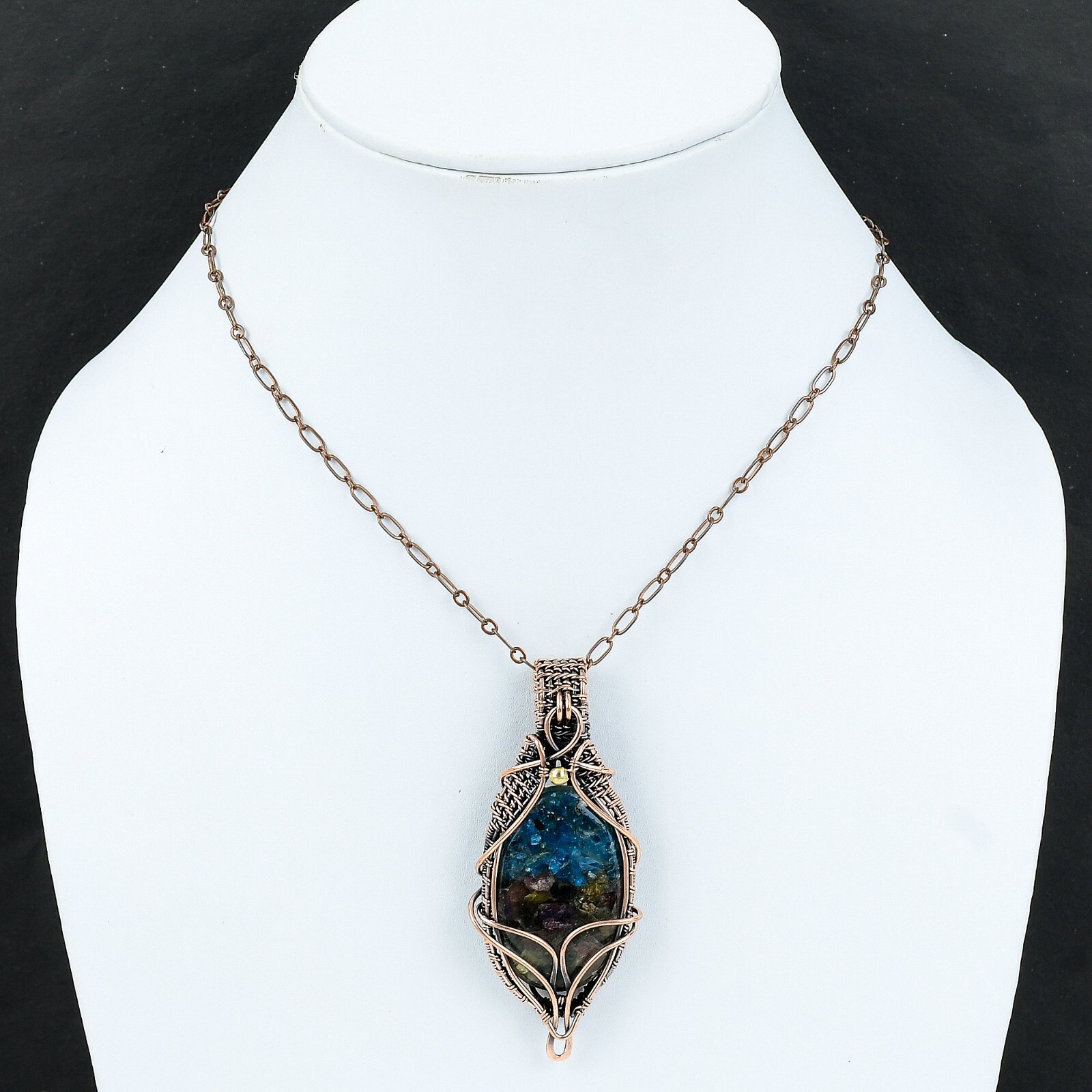 Watermelon Tourmaline Copper Gift For Bridesmaid Wire Wrapped Pendant 2.95″