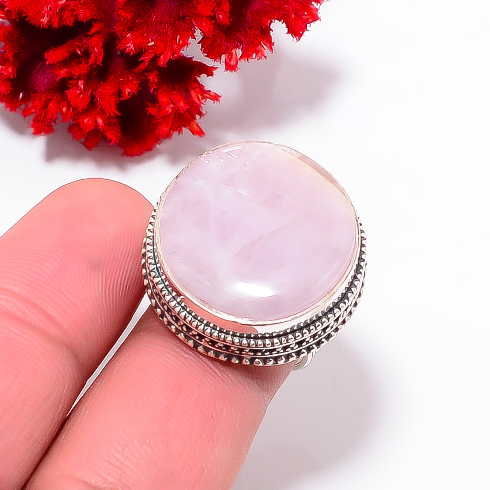 Pink Kunzite – Laghman Fine Art Oxidised 925 Sterling Silver Ring S.6 R111851