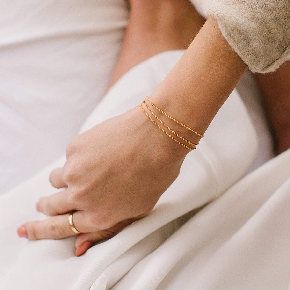 acelet for Women 14K Gold Plated Dainty Chain Simple Jewelry Cute Handmade Mi…