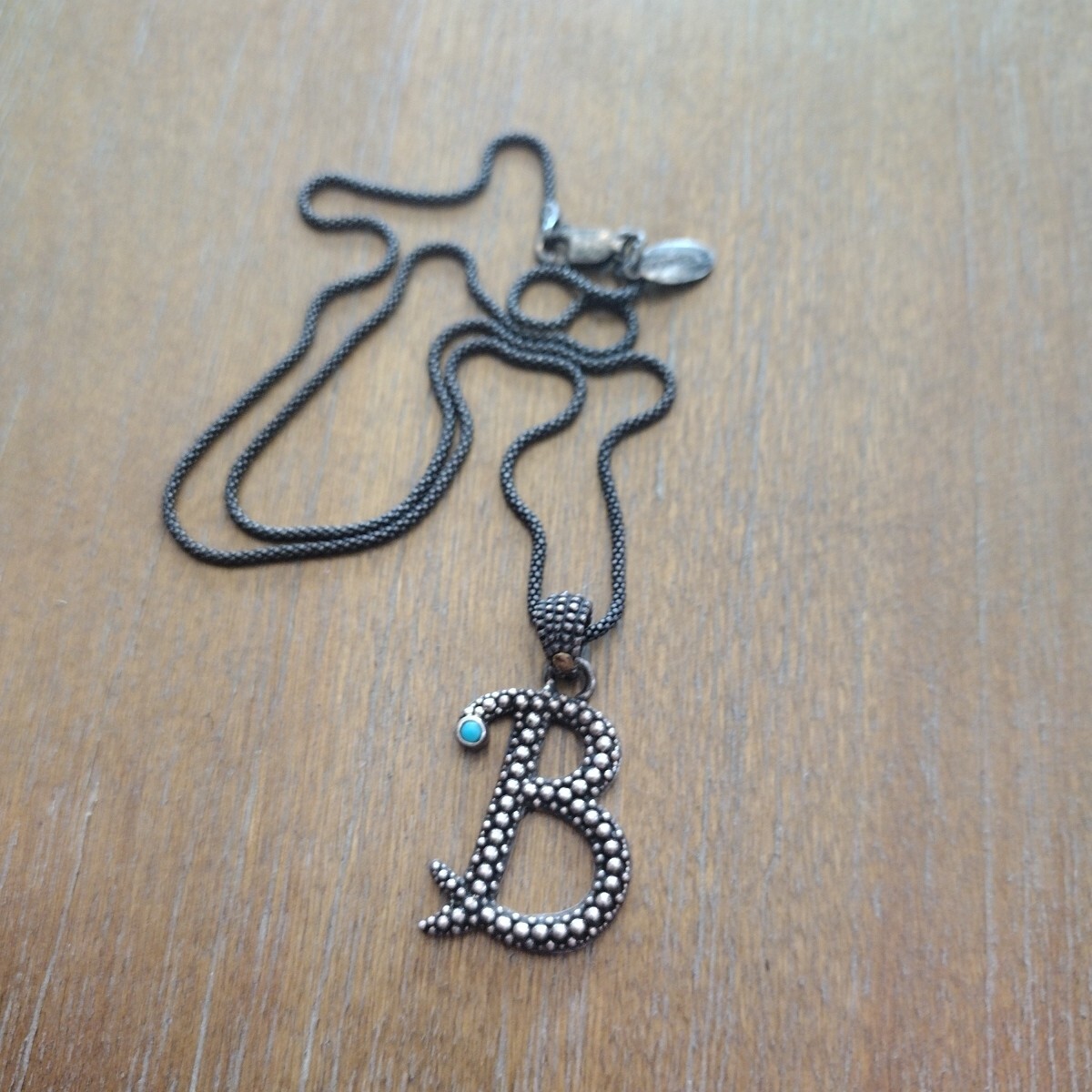Samuel Benham B Sterling Silver 18k Letter B Necklace Pendant Popcorn Chain