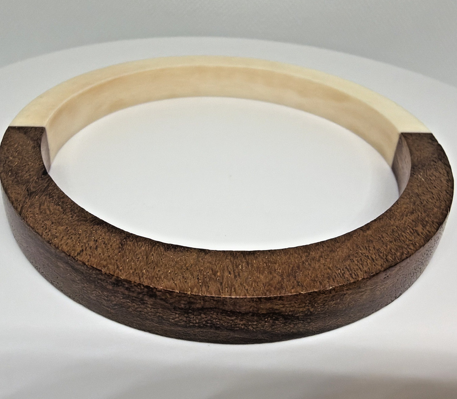 Mod Retro Wood & Resin Bangle Bracelets Stackable Mid-Century Style Set of 4