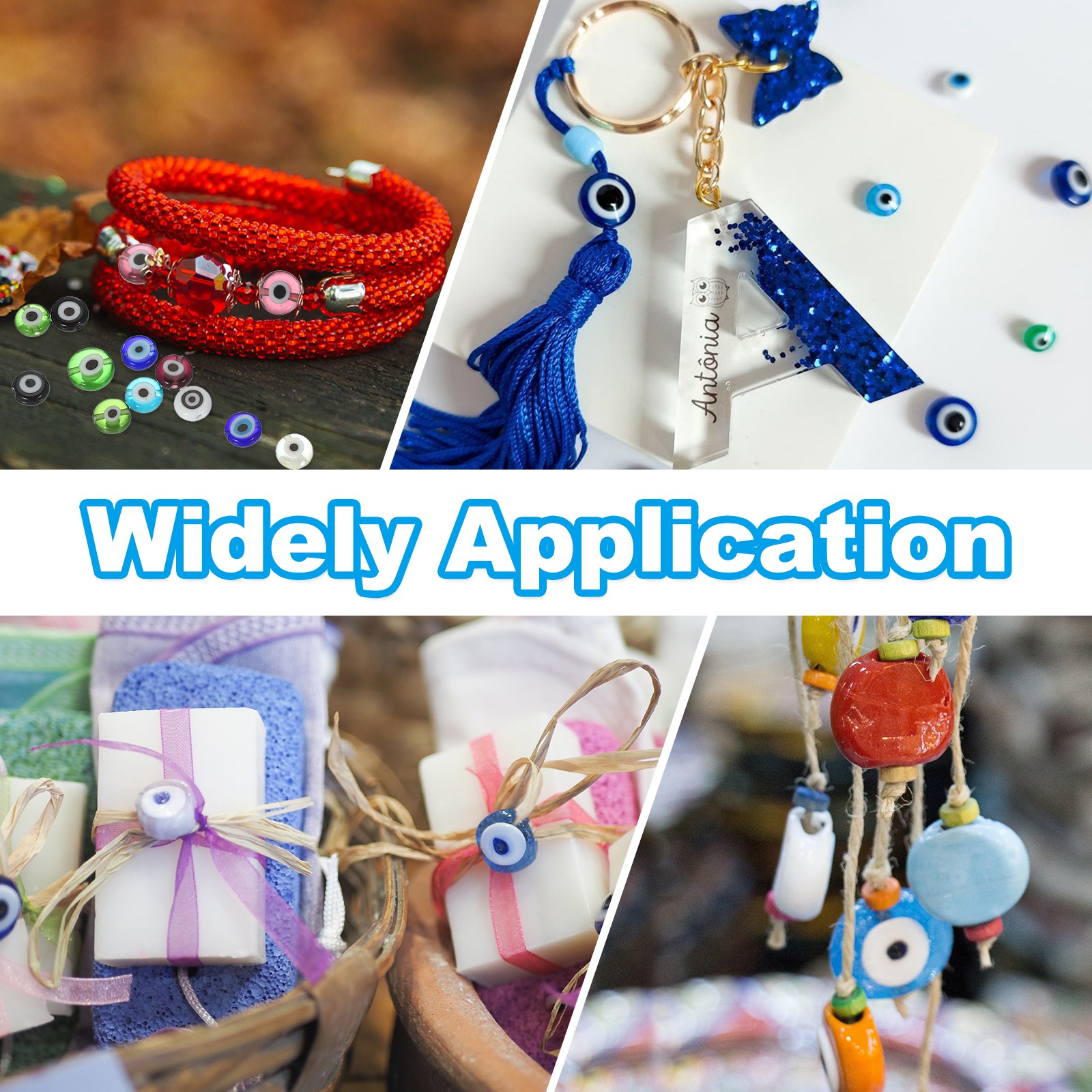 8mm Flat Evil Eye Beads, 100 Pcs Turkish Evil Eye Charm Round Shape, Red