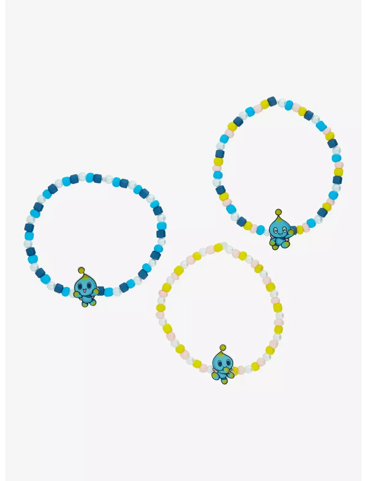 Sonic The Hedgehog Chao Bead Bracelet Set of 3 Bestie Cord Metal Bioworld New