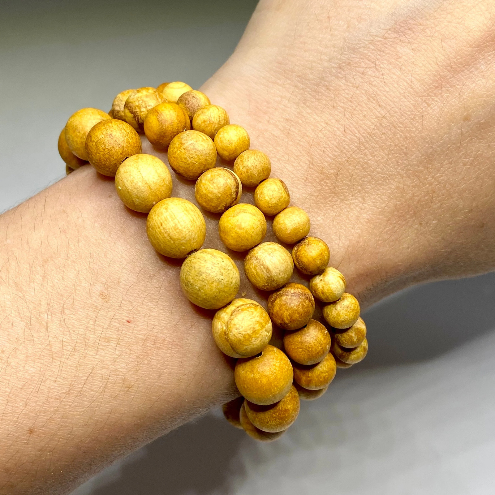 Palo Santo Beaded Bracelet, Handmade Wood Bead Bracelet