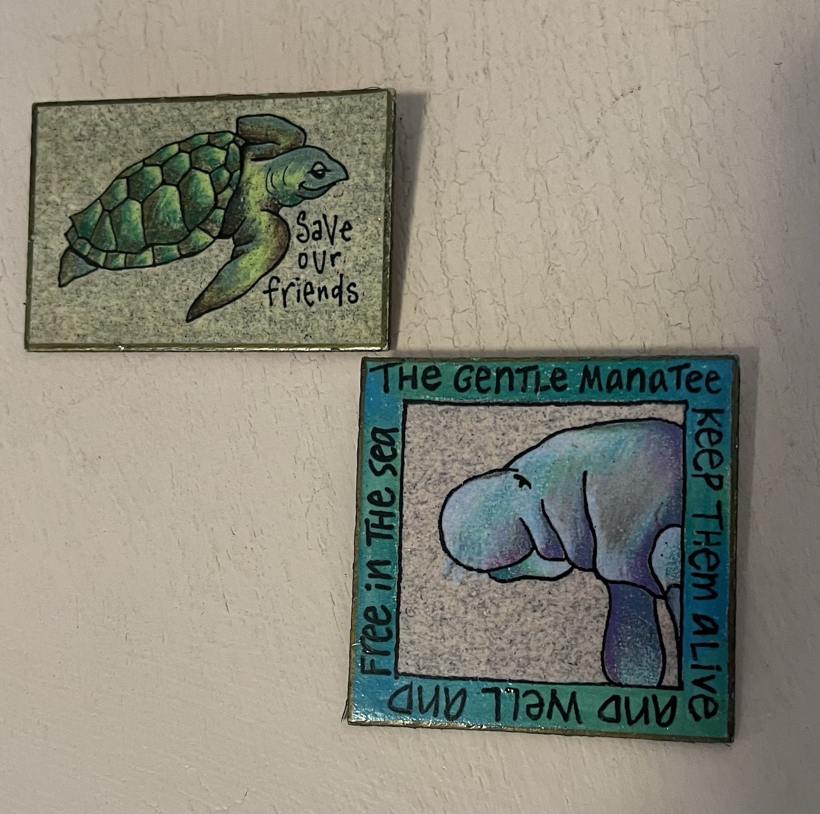 Vintage Environmental Animal Rescue Sea Turtle And Manatee Pins