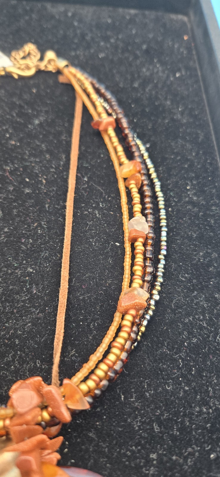 NWT Chicos 20″ Shoshana Beaded Necklace W/Detachable Faux Shell & Metal Pendant
