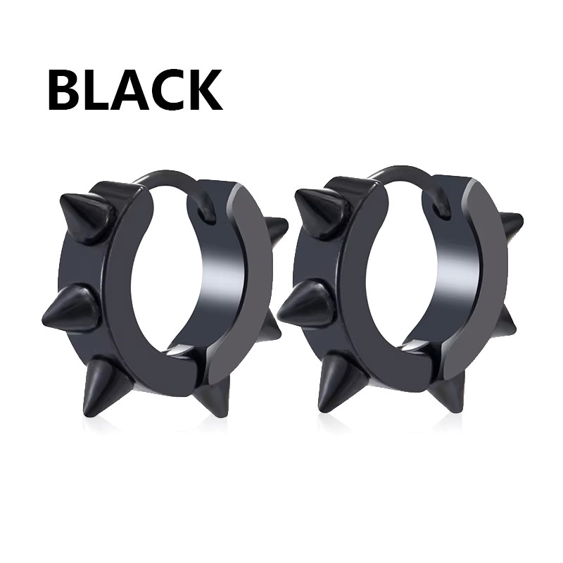 1 Pairs Multi Types Unisex Black Gold Color Stainless Steel Earring for Women Me