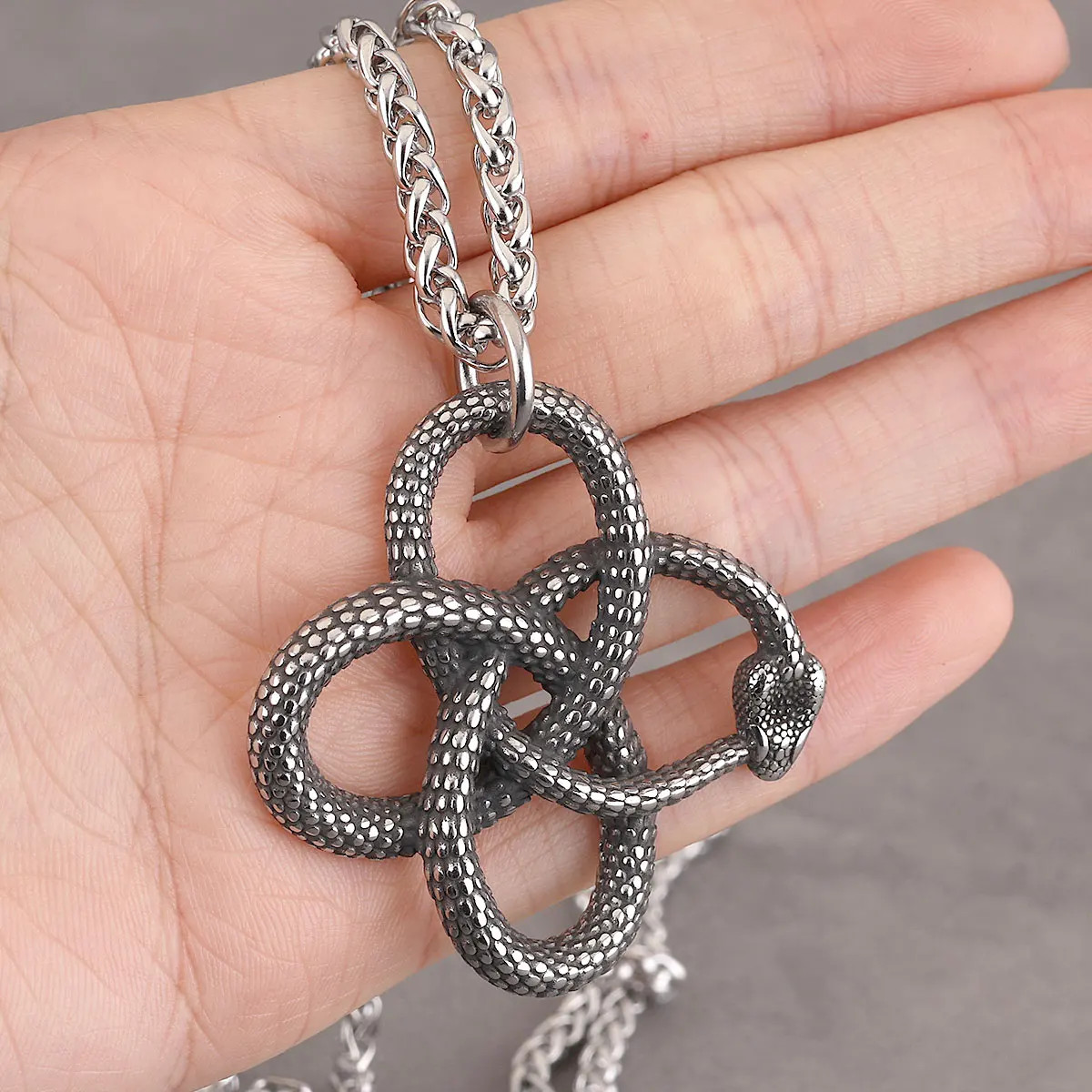 Stainless Steel Animal Snake Pendant Men Women Gothic Punk Hip Hop Handmade
