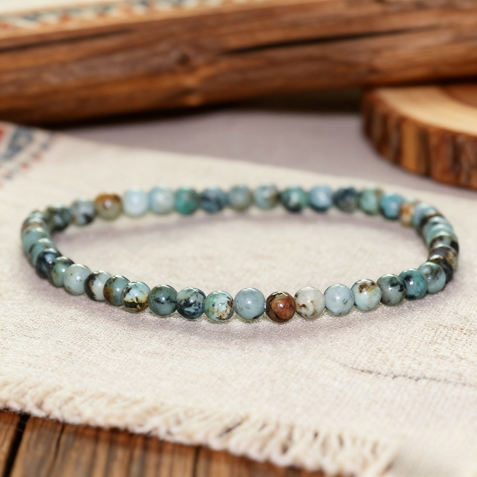 Natural African Turquoise 4mm Beads Bracelet Healing Protection Crystal Bracelet