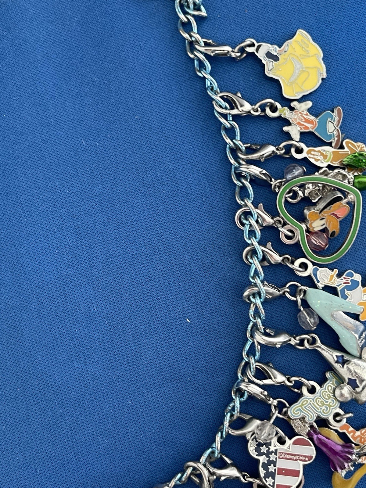 Disney World Blue Chain Charm Bracelet China Mickey Souvenir Gift Minnie